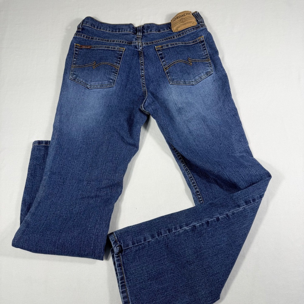 Jordache Low Rise Stretch Jeans 13/14 Petite Blue Medium Wash Bootcut Y2K Denim - Picture 13 of 15